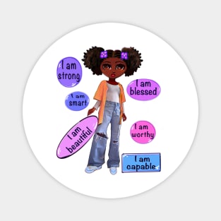 Positive affirmations motivational inspirational message sayings words black girl anime African American melanin queen affirmation Magnet